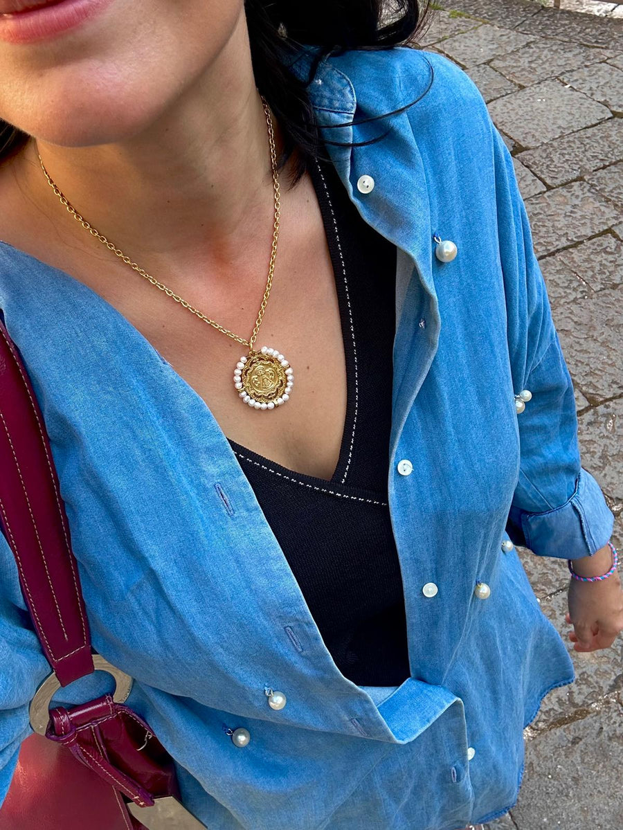 Medalla de la Virgen del Pilar con perla natural del pack
