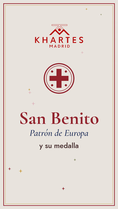 Vídeo de las medallas de San Benito de Khartes Madrid: quién fue San Benito, patrón de Europa, qué significan las letras de su medalla y nuestras medallas hechas a mano en España con baño de oro de 18K, perlas naturales y piedras
